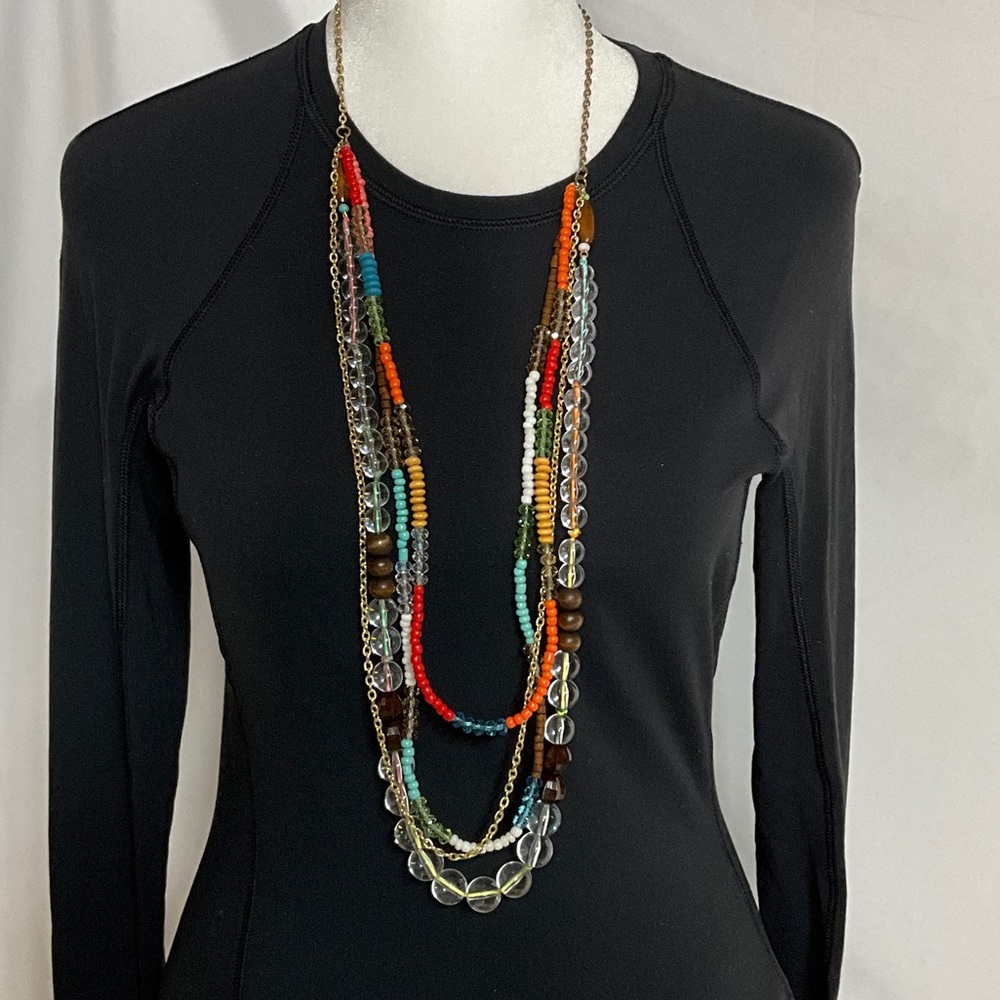 Colorful Beaded Necklace with Gold Accents